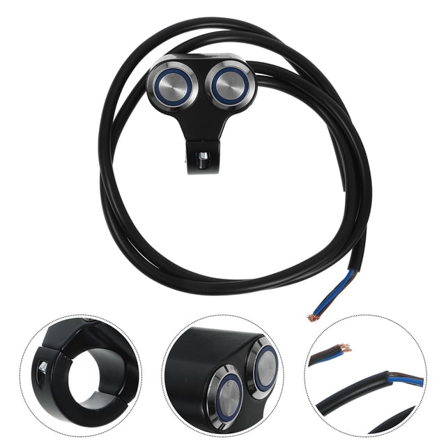unbranded Interruptor De Luz Para Motocicleta Con Cable Para Manillar 7 8 Negro Duradero Y Fácil De Instalar