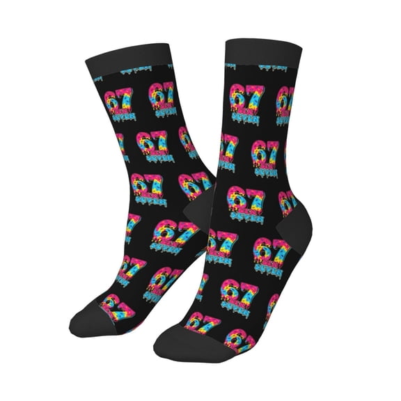 3‑Pair Women‘s Grip Socks Digital‑printed Casual Socks Pilates Socks Black