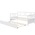 thumbnail image 5 of White Twin Daybed with Pull Out Trundle, Wood Sofa Bed for Guest Room and Apartment, 5 of 10