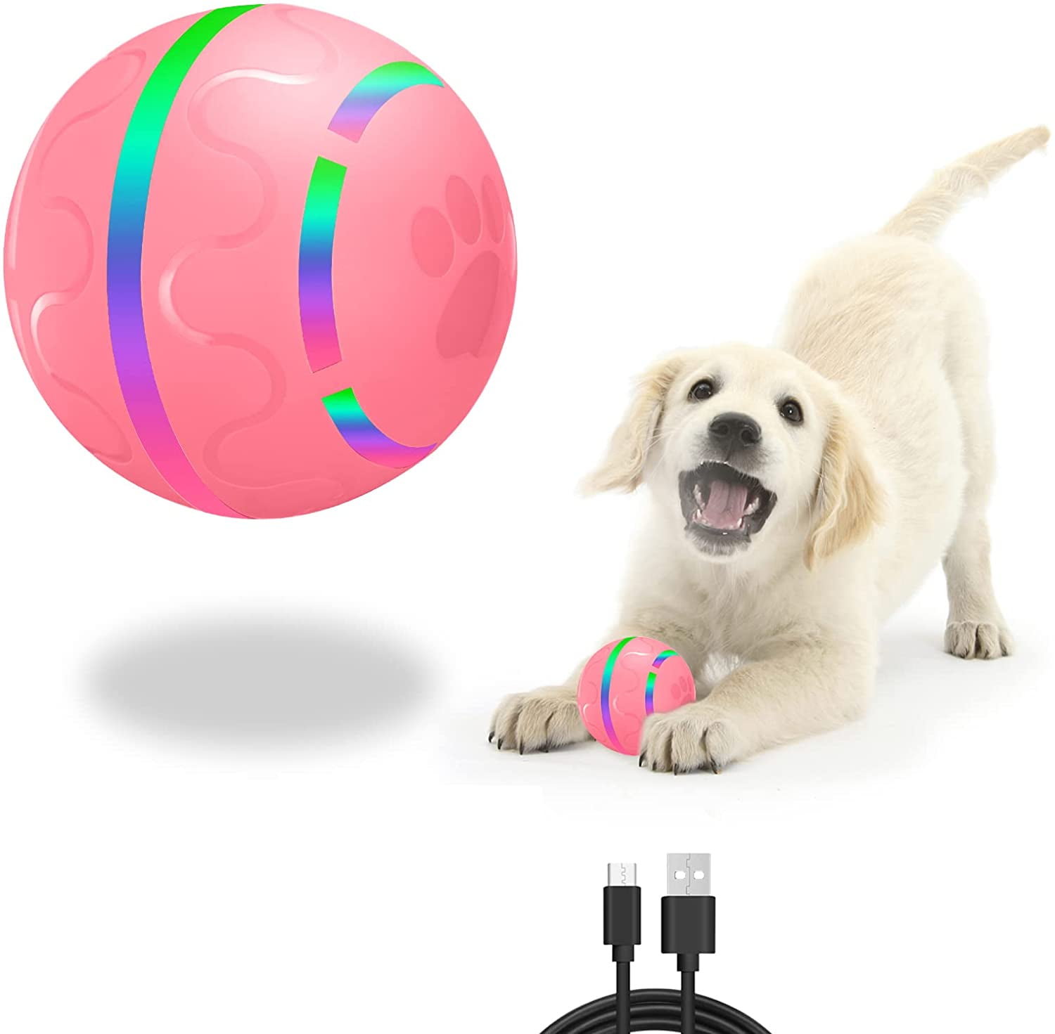 BARHOMO Dog Balls,The 3rd Generation Interactive Dog Toys for  Puppy/Small/Medium/Large Dogs,Active Dog Rolling Tennis Ball with Strap,  Tough Motion