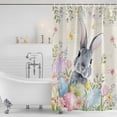 thumbnail image 3 of Easter Rabbit Shower Curtain, Waterproof Shower Curtains for Bathroom, Spring Colorful Eggs Wildflowers Leaves Washable Fabric Bathtub Curtain Set Bath Decor with 12 Hooks 72"x78", 3 of 8