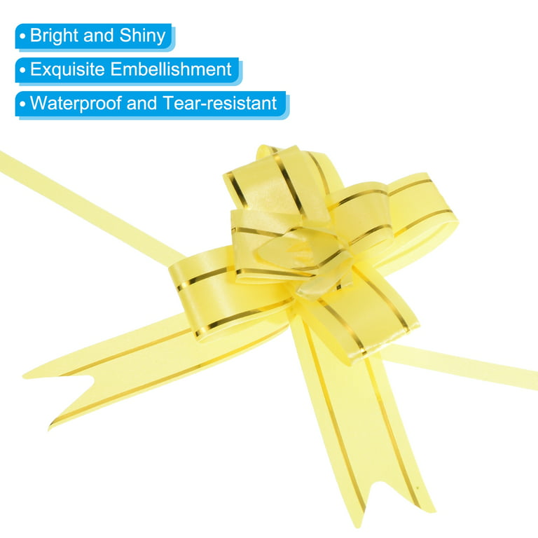 Uxcell 13 inch Pull Bows Ribbon Gift Wrapping String Gold Thread Style Decorative Bow Tie White 100 Pack