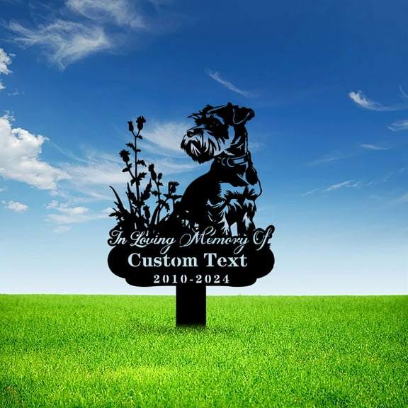 Custom Miniature Schnauzer Memorial Stake Metal Sign - Personalized Schnauzer Metal Name Sign With Stake - Dog Pet Metal Stake