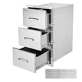 thumbnail image 4 of Flush Mount Triple Access BBQ Drawers, Stainless Steel Outdoor Kitchen Drawer 16" W x 28.5" H x 20.5" D with Handle, for BBQ Island & Patio Grill Station, 4 of 11