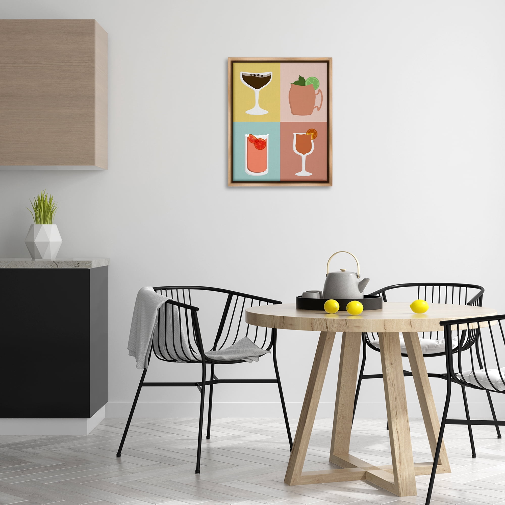 Stupell Industries Mixed Cocktail Drinks Food & Beverage Painting Brown Floater Framed Canvas Art Print Wall Art, 17 x 21