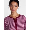 thumbnail image 3 of Joyspun Women's Cozy Lounge Collection Hacci Henley Top and Pants, 2-Piece Pajama Set, Sizes XS-3X, 3 of 5