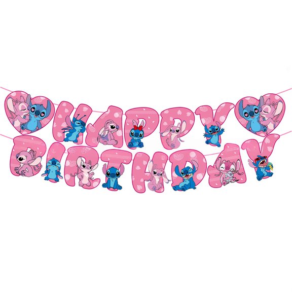 Stitch Birthday Party Banner Princess Theme Party Banner Cartoon Themed Birthday Supplies