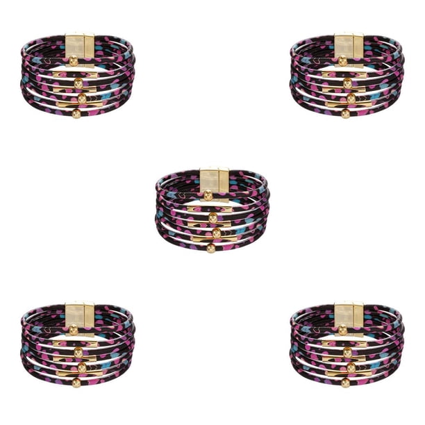 Pulseras de moda de cuero Minnieouse regalo del día de San Valentín 5Conjunto Negro