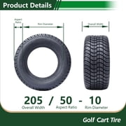 Hi-Run 2 Set P823 205/50-10 6PR TL Golf Cart Tires Fits 18X8-10, 205 50 10
