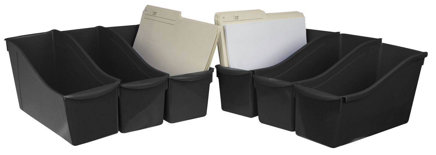 Storex Large Book Bin, Black, 6-Pack