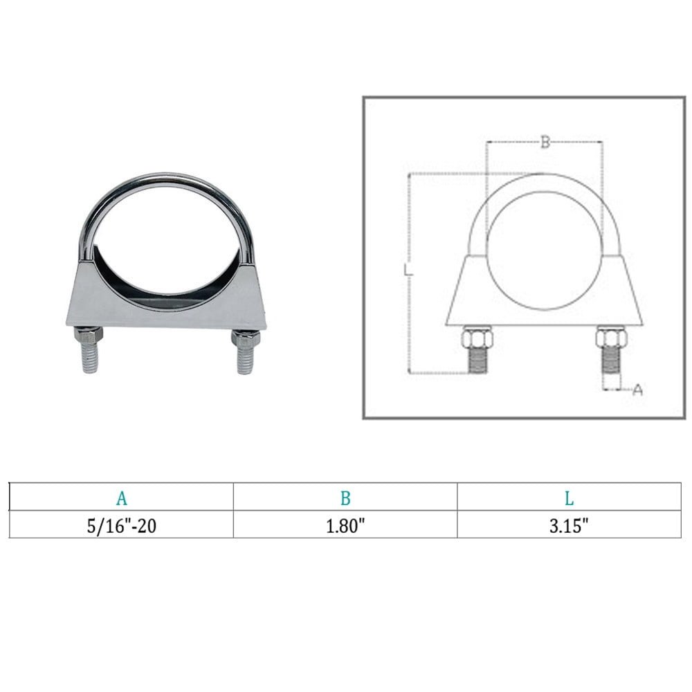 Stainless Steel T316 Pipe U Bolt Clamp U-Bolt Exhaust Clamp for 1-3/4" Pipe 4 Pcs
