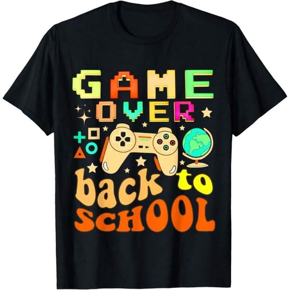 1pc Funny Men's Tee Back To School Shirt Game Over Back To School Funny Kids First Day School T-Shirt Ready For Back To School Design.