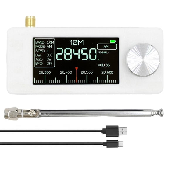 SI4732 Mini Radio Receiver, Portable AM/FM/LSB/USB Shortwave Radio, 0.5-108MHz Full Band, 1.9-Inch IPS Color Screen, 800mAh Rechargeable Battery, Compact Pocket Size, Built-in Loop Antenna