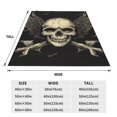 thumbnail image 3 of Balery Gothic Winged Skull Manta de Felpa Suave y Acogedora – Cobija de Franela Aterciopelada para Cama, Lavable y Cálida para Sofá, Mascotas, Transpirable-50"x40", 3 of 7