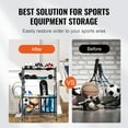thumbnail image 3 of KFFKFF Sports Equipment Garage Organizer, Rolling Ball Storage Cart on Wheels, Basketball Rack with Baskets & Hooks, 3 of 9
