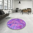 thumbnail image 4 of Ahgly Company Machine Washable Indoor Round Transitional Heliotrope Purple Area Rugs, 7' Round, 4 of 7