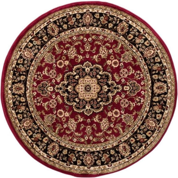 Medallion Kashan Traditional Round Rug, Red - 3 ft. 11 in.