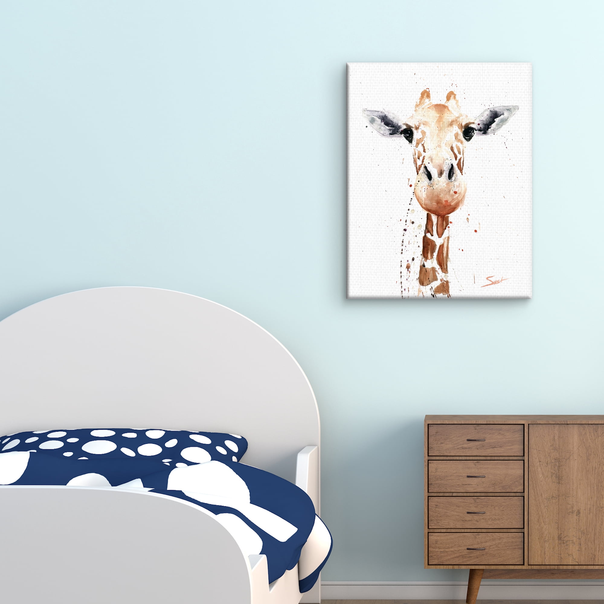 Masterpiece Art Gallery Giraffe Watercolor by Eric Sweet Canvas Art Print 22" x 28"