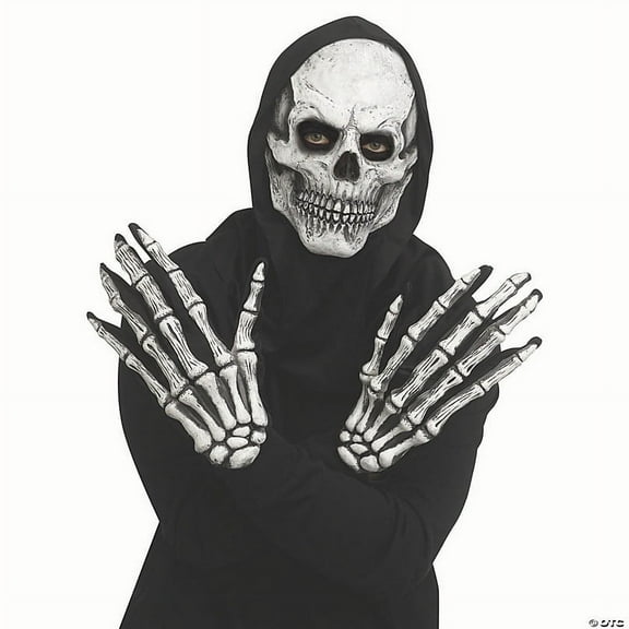 Playboy - s Grey Skull Mask with Hood & Long-Fingered Gloves - One Size - One Size
