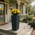 thumbnail image 3 of GreenShip 27 inch Tall Planters for Outdoor Plants, Large Black Flower Pots with Drainage & Inner Shelf, Modern Decorative Garden Pots for Porch, Patio, Front Door, 3 of 7