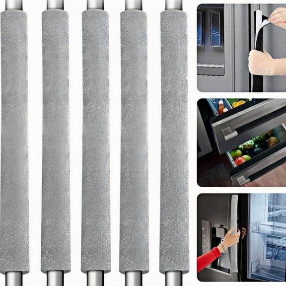 5 Pcs Refrigerator Door Handle Covers in Gray for Kitchen Appliances Decor