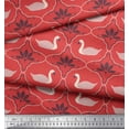 thumbnail image 3 of Soimoi Orange Japan Crepe Satin Fabric Swan & Moroccan Damask Print Fabric by the Yard 42 Inch Wide, 3 of 3