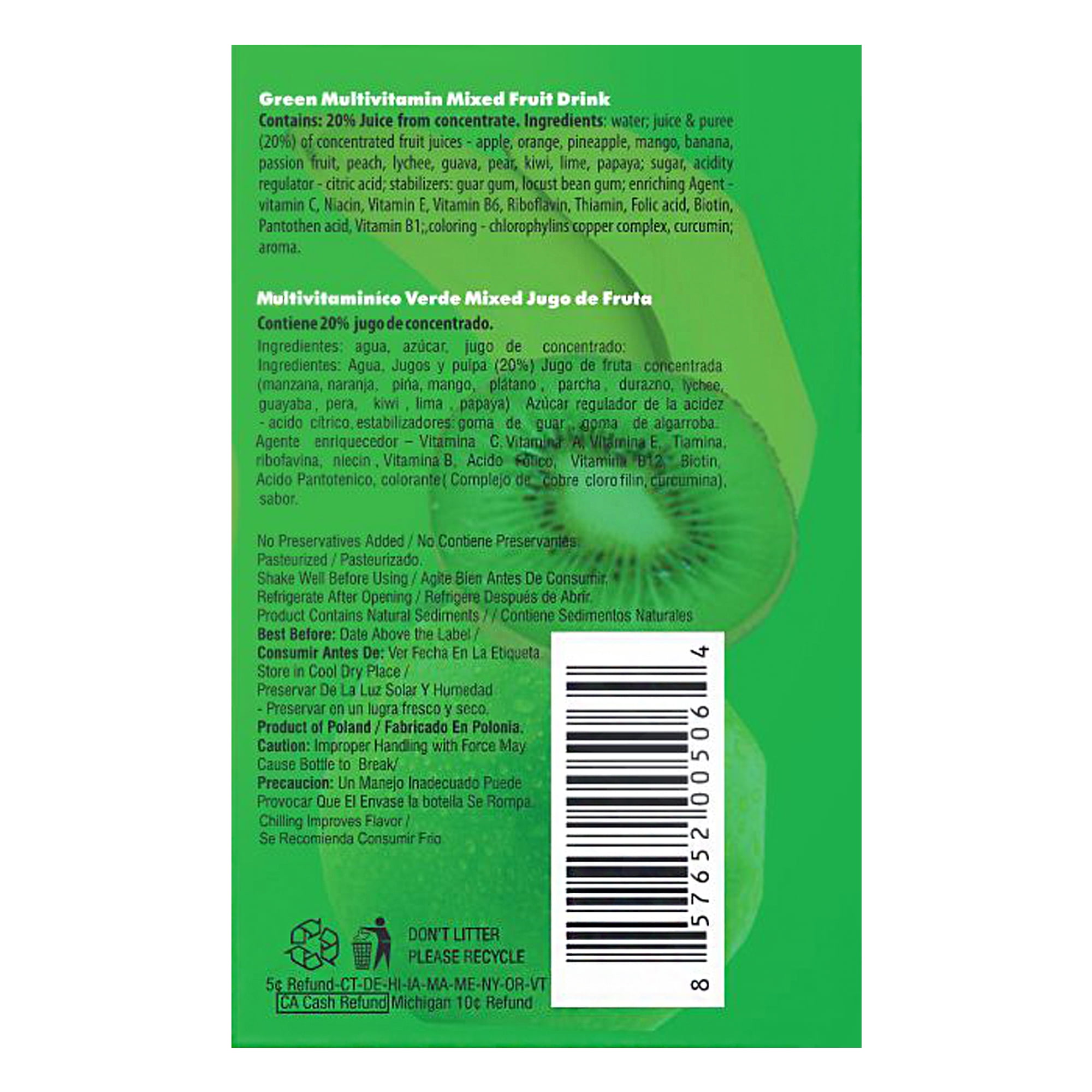ZanaMia Green Multivitamin Juice Drink, 25.4 fl oz Single Glass Bottle