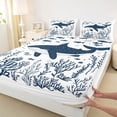 thumbnail image 5 of Manfei Minimalist Whale Full Size Sheets for Kids Boys and Girls, Ocean Animal Bed Sheets 4-Piece, 1 Flat Sheet, 1 Fitted Sheet and 2 Pillowcases, 5 of 6