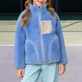 thumbnail image 2 of YunPes Teen Po𝐥ar Fleece Zip Jacket Mock Neck Warm Sherpa Coat Boys Girls Shaggy Thick Fall Winter Outwears with Pocket, 2 of 7