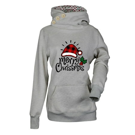 

TZNBGO Women s Christmas Sweater Sweatshirt s Fashion Women Casual Hooded Slim Printed Plain MERRY CHRISTMAS Hooded Slim Grey S Corset Tops For Women Plus Size Baby Doll Tops Sexy Tops Open Back16418