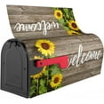 thumbnail image 4 of Fall Sunflower Mailbox Covers Magnetic 21x18 Inch Vintage Wood Board Welcome Mailbox Covers Flower Mailbox Decals Mailbox Wrap Post Letter Box Cover Mailbox Post Cover for Garden Yard Decor, 4 of 6