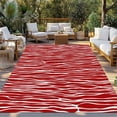 thumbnail image 2 of Red Striped Outdoor Rug for Patio/Deck/Porch, Non-Slip Large Area Rug 4 x 6 Ft, Classic Minimalist Waves Lines Pattern Indoor Outdoor Rugs Washable Area Rugs, Reversible Camping Rug Carpet Runner, 2 of 8