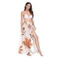 thumbnail image 2 of FORMRS Womens Long Sarong Beach Wrap Semi-Sheer Bikini Skirt Bathing Swimsuit Cover Up, Yellow Autumn Leaves, 2 of 7
