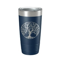 Tree Of Life Tumbler Travel Mug Insulated Laser Engraved Coffee Cup 20 oz Navy Blue