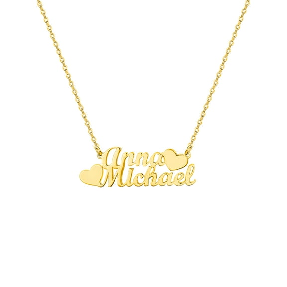 Personalized Planet Women's Sterling Silver Couples Double Heart Pendant