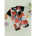 thumbnail image 4 of Baby Boys Western Baby Boy Girl Summer Clothes Cow Print Onesie Short Sleeve Romper Playsuit Jumpsuit Shorts Cowboy Outfit (, 4 of 9
