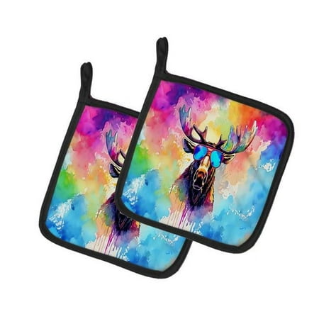 

7.5 x 7.5 in. Unisex Hippie Animal Moose Pair of Pot Holders