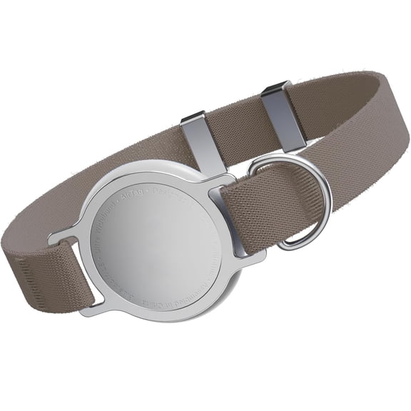 AirTag Cat Collar, Ultra Elastic Cat Tracker Collar, Airtag Holder Compatible with Apple Air Tag, Lightweight & Scratch Resistant Adjustable Stepless Pet Collar, Brown