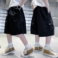 thumbnail image 2 of Glisme Teen Boys Pants Solid Color Elastic Waist With Pockets Autumn Loose Fit Boys Denim Trousers, 2 of 4