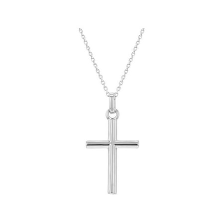 Rhodium Plated Plain Cross Christening Baptism Gift Pendant Necklace Kids (Best Baptism Gifts From Godmother)