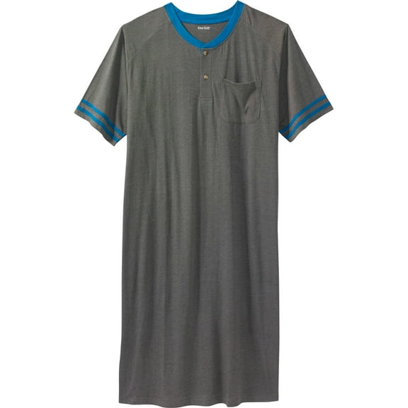 KingSize Men's Big & Tall Short-Sleeve Jersey Henley Nightshirt