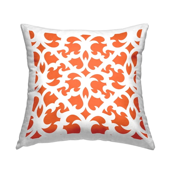 Stupell Industries Orange Brocade Outline Pattern Printed Throw Pillow Design by George Tygert