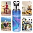 thumbnail image 5 of 600ml Vacuum Insulated Sports Water Bottle with Foldable Straw Stainless Steel Portable Thermos Cup Blue and Purple Background, 5 of 7