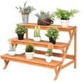 thumbnail image 4 of Costway 3 Tier Wood Plant Stand Flower Pot Holder Shelf Display Rack Stand Step Ladder, 4 of 10