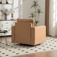 thumbnail image 3 of Leumius Swivel Armchair with Hidden Storage,33.6''W Upholstered 360° Accent Chairs with Pillow,Square Club Chair Single Sofa for Living Room,Amber, 3 of 14