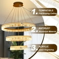 thumbnail image 3 of Modern 3-Ring Gold LED Chandelier, 31.4 inch Dimmable Pendant Light with Remote, Adjustable Height Ceiling Fixture for Kitchen Island, Dining Room, 3 of 8