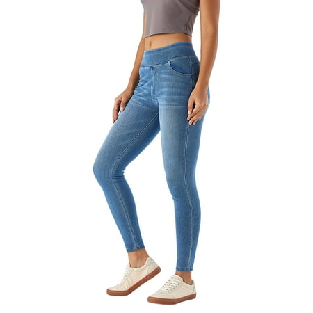 Jeans for Women Trendy Petite Pull On Skinny Stretchy High Waisted Leggings Demin with Pockets Trousers for Women