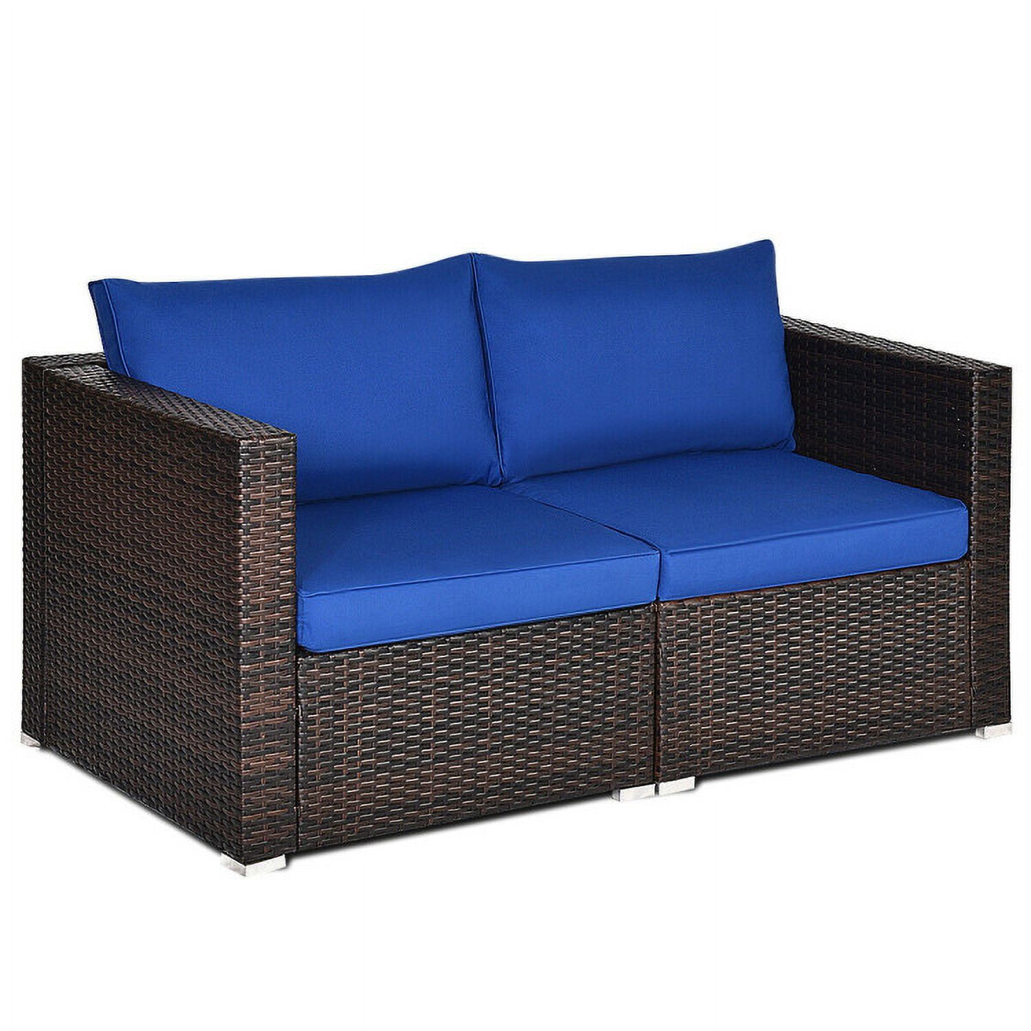 Aimee Lii 2PCS Patio Rattan Sectional Conversation Sofa Set, Outdoor Patio Set, Navy Aimee Lii 2PCS Patio Rattan Sectional Conversation Sofa Set, Outdoor Patio Set, Navy