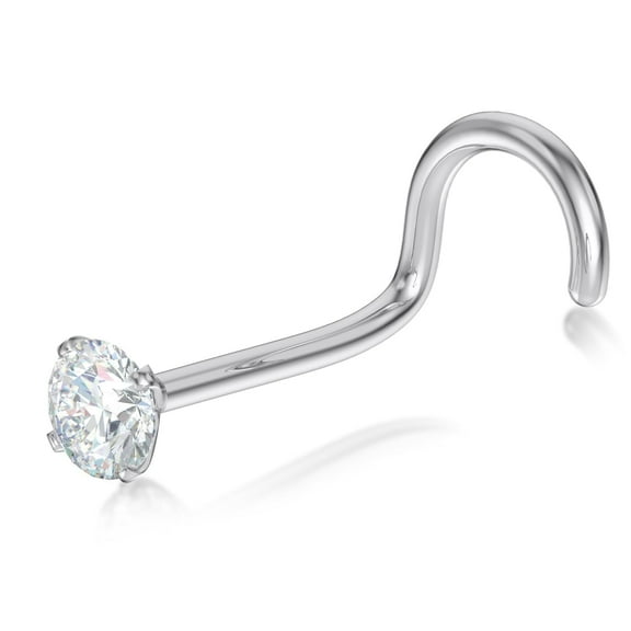 EternalDia Real Diamond Nose Stud With Twist Back 14K Gold Nose Stud in 18 Gauge/Diamond Nose Ring For Women/Diamond Color-I-J, Diamond Clarity- I2-I3/ 18g
