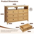 thumbnail image 3 of Dresser for Bedroom with Power Outlet, 47" Wide 6 Drawer Dresser with Extra Thick MDF Panel Frame, Wood Chests of Drawers for Bedroom, Hallway, Entryway, Natural Walnut, 3 of 9